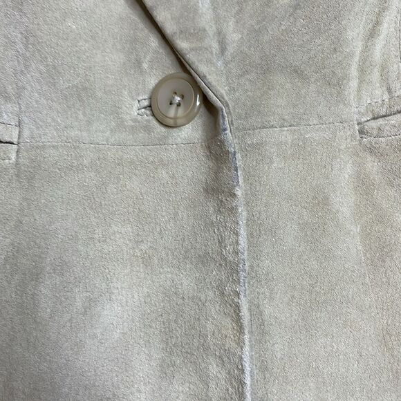 90s Vintage Suede Leather Blazer Jacket Light Tan Neutral Denim & Co Large - Picture 5 of 9